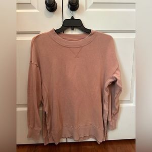 Aerie - Dusty Pink - Side Slit Crewneck Pullover Sweatshirt
